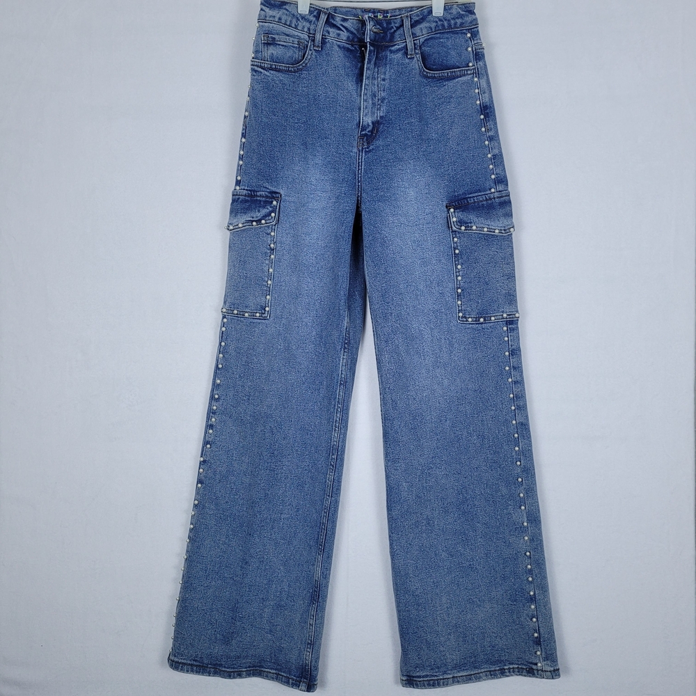 Pearl High-Rise Wide Leg Cargo Jeans